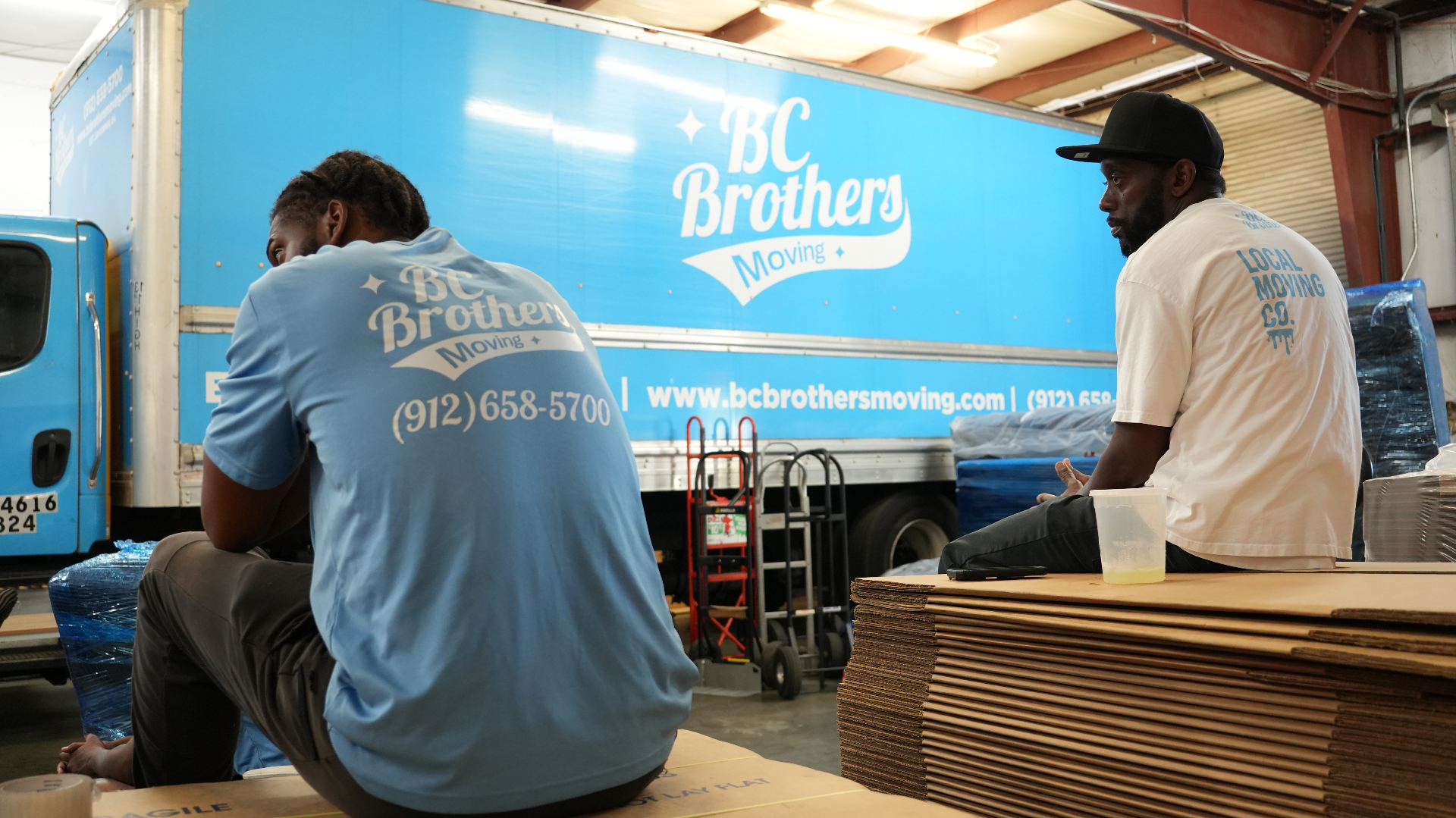 BC Brothers Moving crew at the Austin warehouse